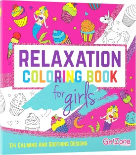 GirlZone Relaxation Coloring Book for Kids Ages 4 , Arts and Crafts Unicorn Coloring Books with 114 Fun Designs Like Cupcakes, Mermaids and Sea Animals for Teen Girls
