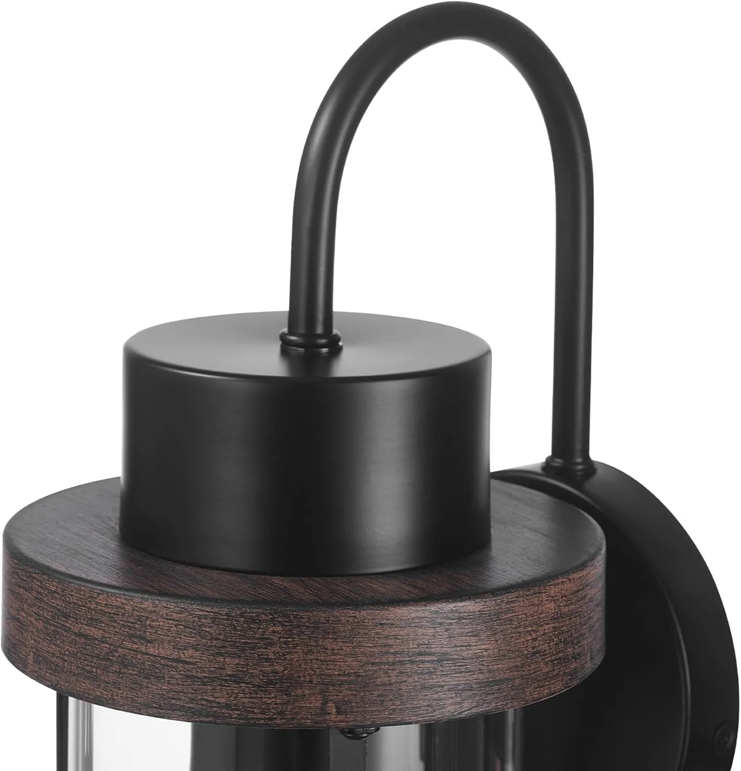 GLOBE Electric 60000026 1-Light Outdoor Wall Sconce, Matte Black, Faux Wood Accent, Clear Glass Shade, E26 Bulb Required, Outdoor Lighting Modern, Front Porch Dcor, Wall Lighting, Outdoor Light