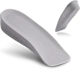 Height Increase Insoles - Foot Arch Contour Shoes Lifts for Women Orthopedic Heel Lift Cushion Gel Leg Discrepancy Balancer, Women's Size 8-10, Grey (2 Pcs) (1 Inch)