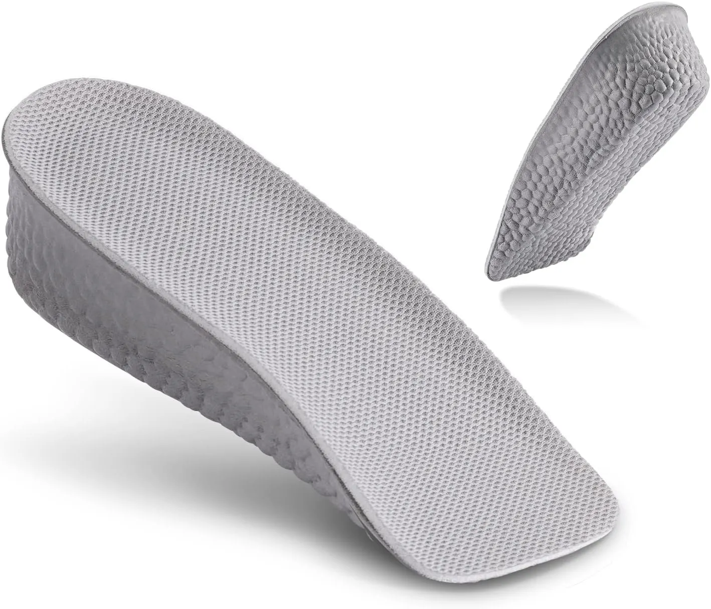 Height Increase Insoles - Foot Arch Contour Shoes Lifts for Women Orthopedic Heel Lift Cushion Gel Leg Discrepancy Balancer, Women's Size 8-10, Grey (2 Pcs) (1.5 Inch)