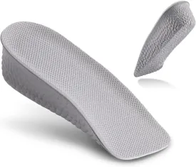 Height Increase Insoles - Foot Arch Contour Shoes Lifts for Women Orthopedic Heel Lift Cushion Gel Leg Discrepancy Balancer, Women's Size 8-10, Grey (2 Pcs) (1.5 Inch)