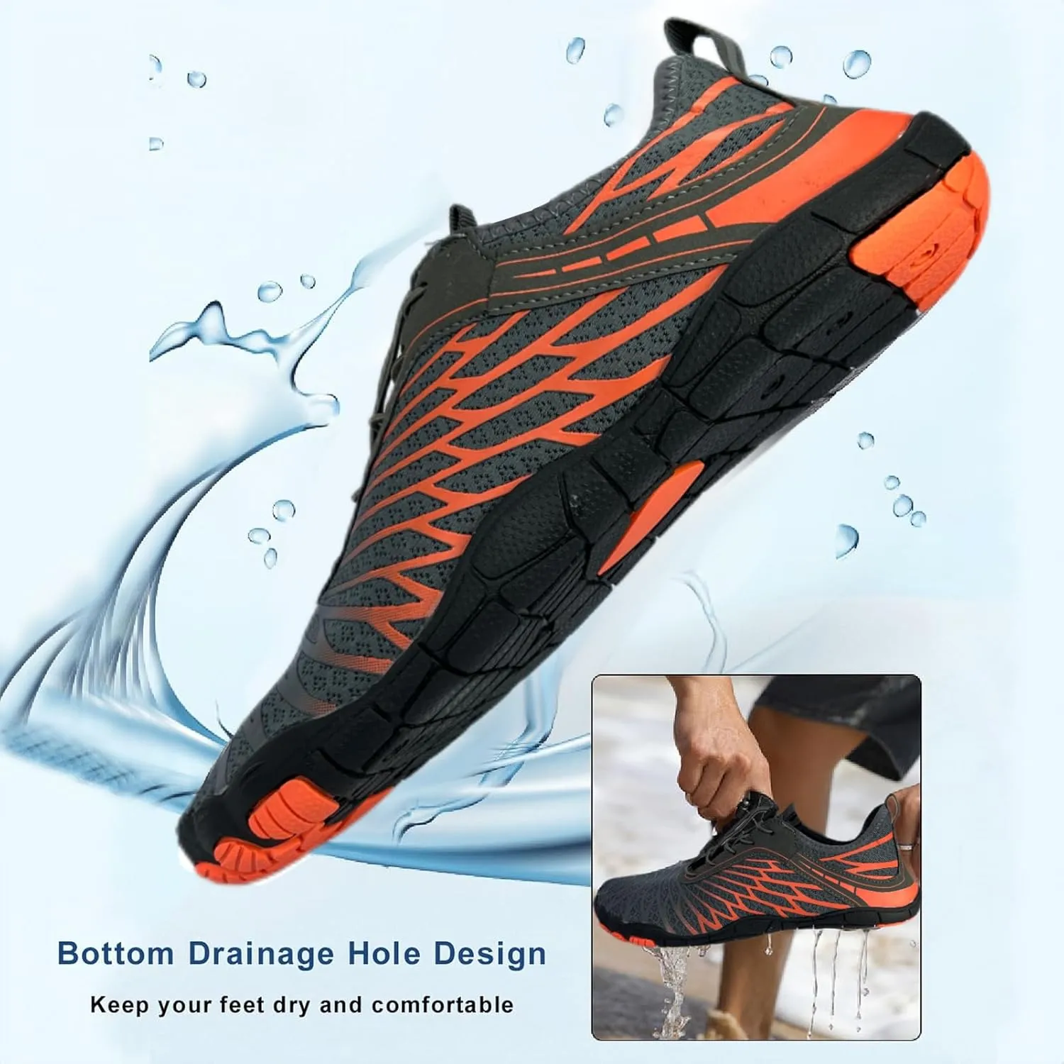 Hike Barefoot Shoes for Women Men with Wide Toe Box, Healthy & Non-Slip Breathable Barefoot Water Shoes Beach Pool Aqua Swim Surf Hiking Walking Shoes