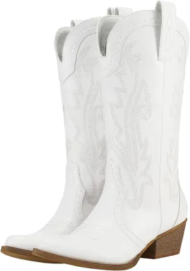 HISEA Rollda Cowboy Boots for Women Cowgirl Boots Ladies Western Embroidery Pointy Toe