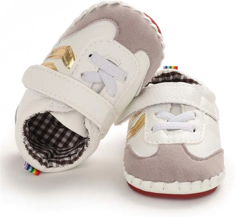 HsdsBebe Baby Boys Girls Pu Leather Hard Bottom Walking Sneakers Toddler Rubber Sole First Walkers Infant Cartoon Slippers Crib Shoes