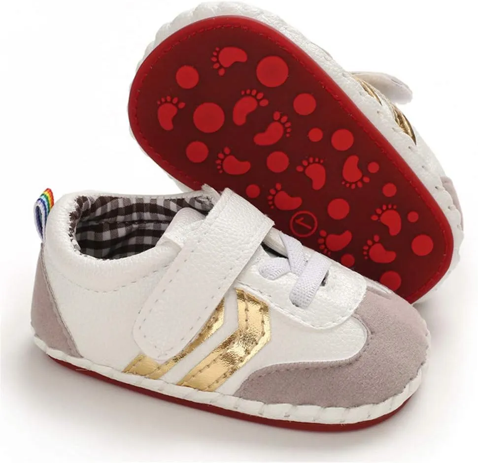 HsdsBebe Baby Boys Girls Pu Leather Hard Bottom Walking Sneakers Toddler Rubber Sole First Walkers Infant Cartoon Slippers Crib Shoes