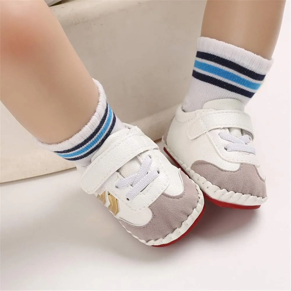 HsdsBebe Baby Boys Girls Pu Leather Hard Bottom Walking Sneakers Toddler Rubber Sole First Walkers Infant Cartoon Slippers Crib Shoes