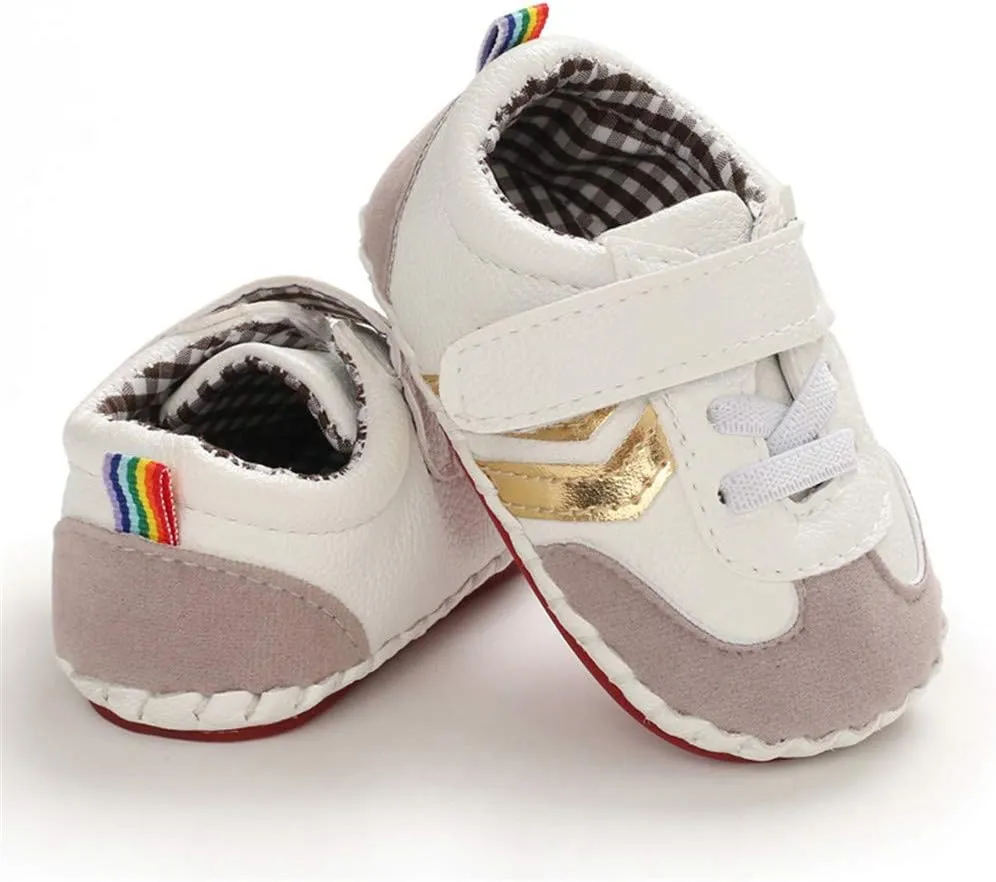 HsdsBebe Baby Boys Girls Pu Leather Hard Bottom Walking Sneakers Toddler Rubber Sole First Walkers Infant Cartoon Slippers Crib Shoes