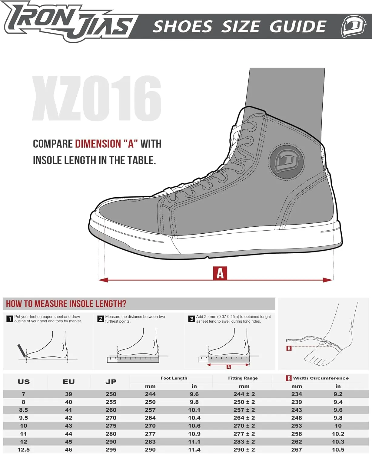 IRON JIA'S Motorcycle Shoes Men Streetbike Casual Accessories Breathable Protective Gear Powersport Anti-Slip Footwear Black 8