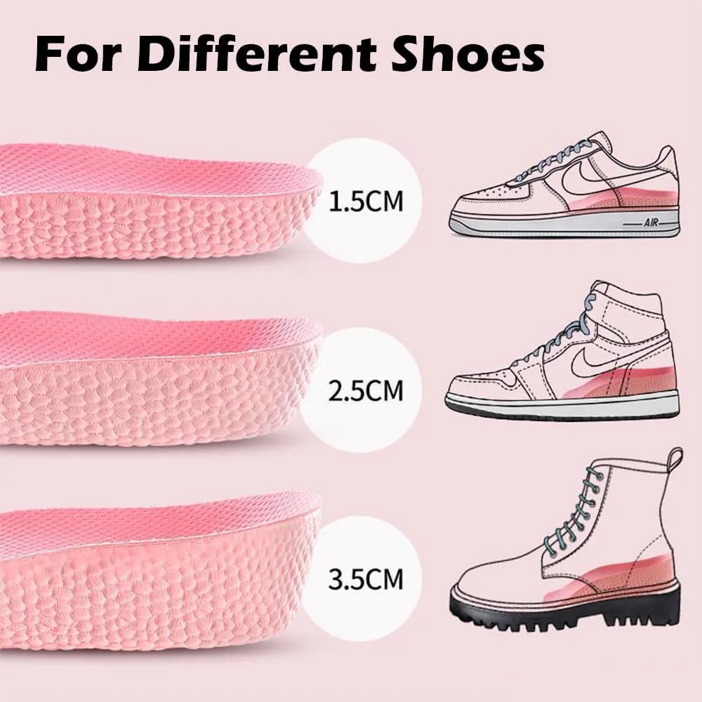 JADE KIT Height Increase Insoles for Women - Foot Arch Contour Shoes Lifts for Women Orthopedic Heel Lift Cushion Gel Leg Discrepancy Balancer, Women's Size 8-10 (1 Inch)