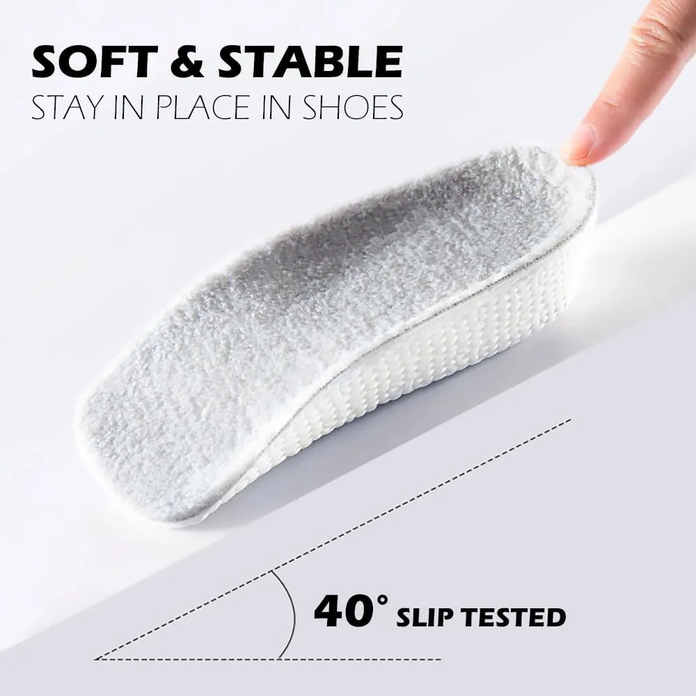 JADE KIT Height Increase Insoles - Winter- Foot Arch Contour Shoes Lifts for Orthopedic Heel Lift Cushion Gel Leg Discrepancy Balancer, Size 8-12 (Gray, L)