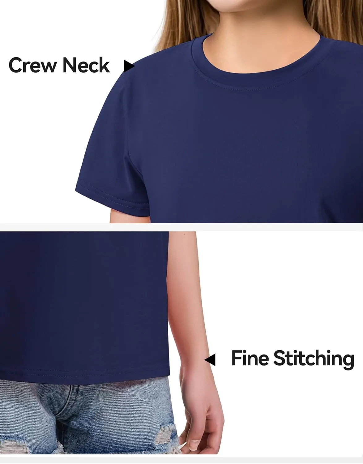 KEREDA Girls Shirts Short Sleeve Soft Cotton T-Shirts Plain Tees Tops Clothes for Kids