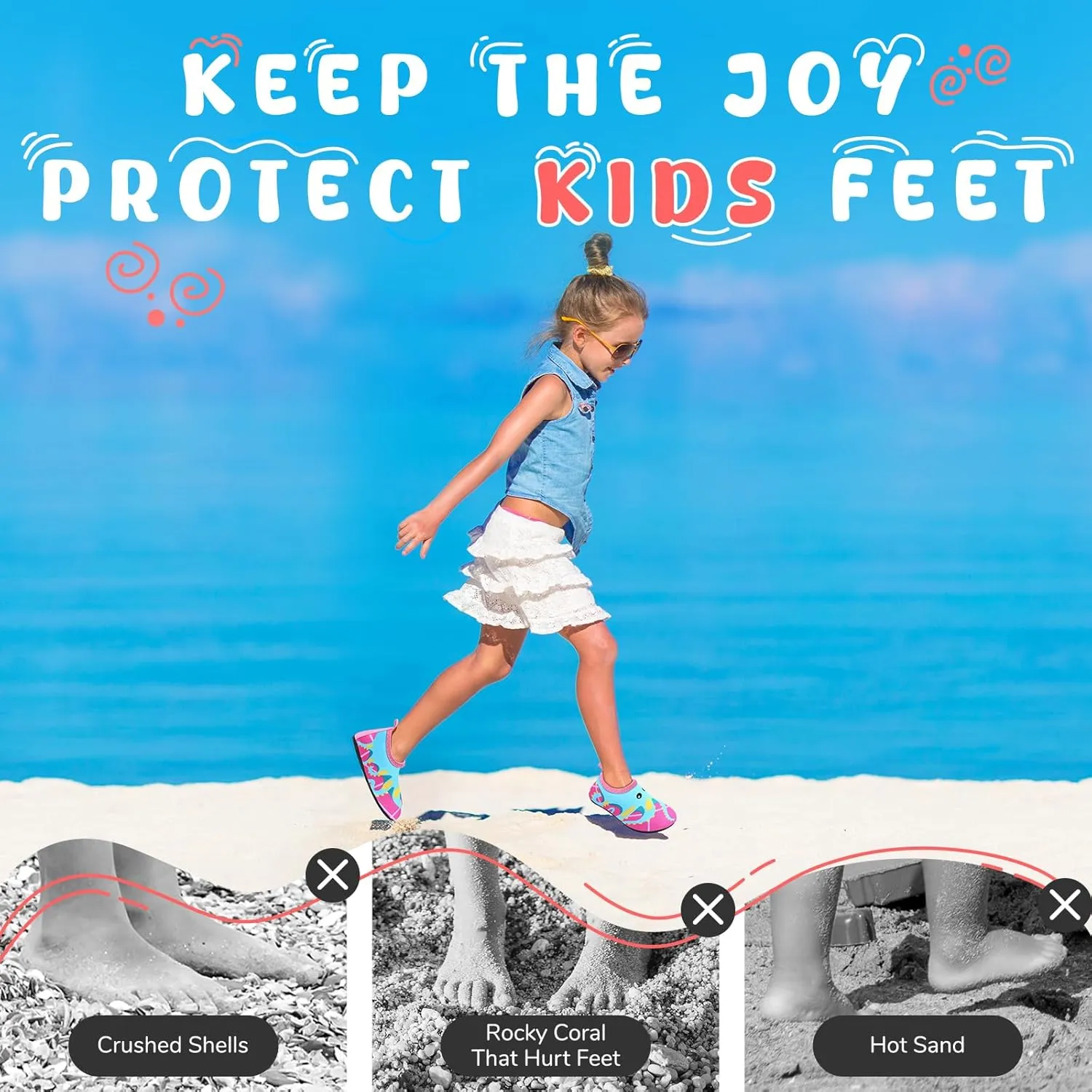 Kids Boys Girls Swim Water Shoes, Toddler Kids Swim Water Shoes Non-Slip Quick Dry Beach Shoes,Barefoot Sports Shoes Aqua Socks for Beach Outdoor Sports