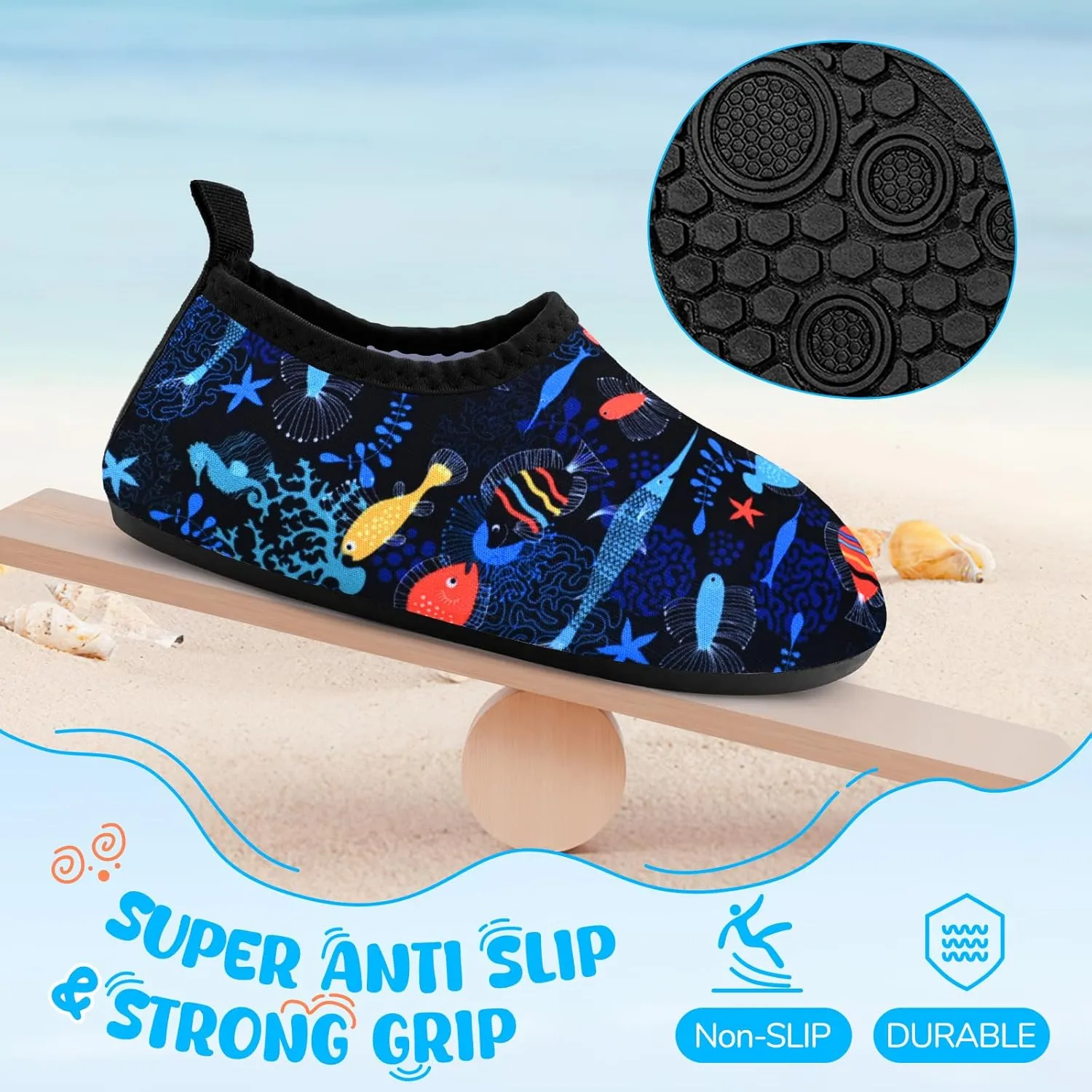 Kids Boys Girls Swim Water Shoes, Toddler Kids Swim Water Shoes Non-Slip Quick Dry Beach Shoes,Barefoot Sports Shoes Aqua Socks for Beach Outdoor Sports