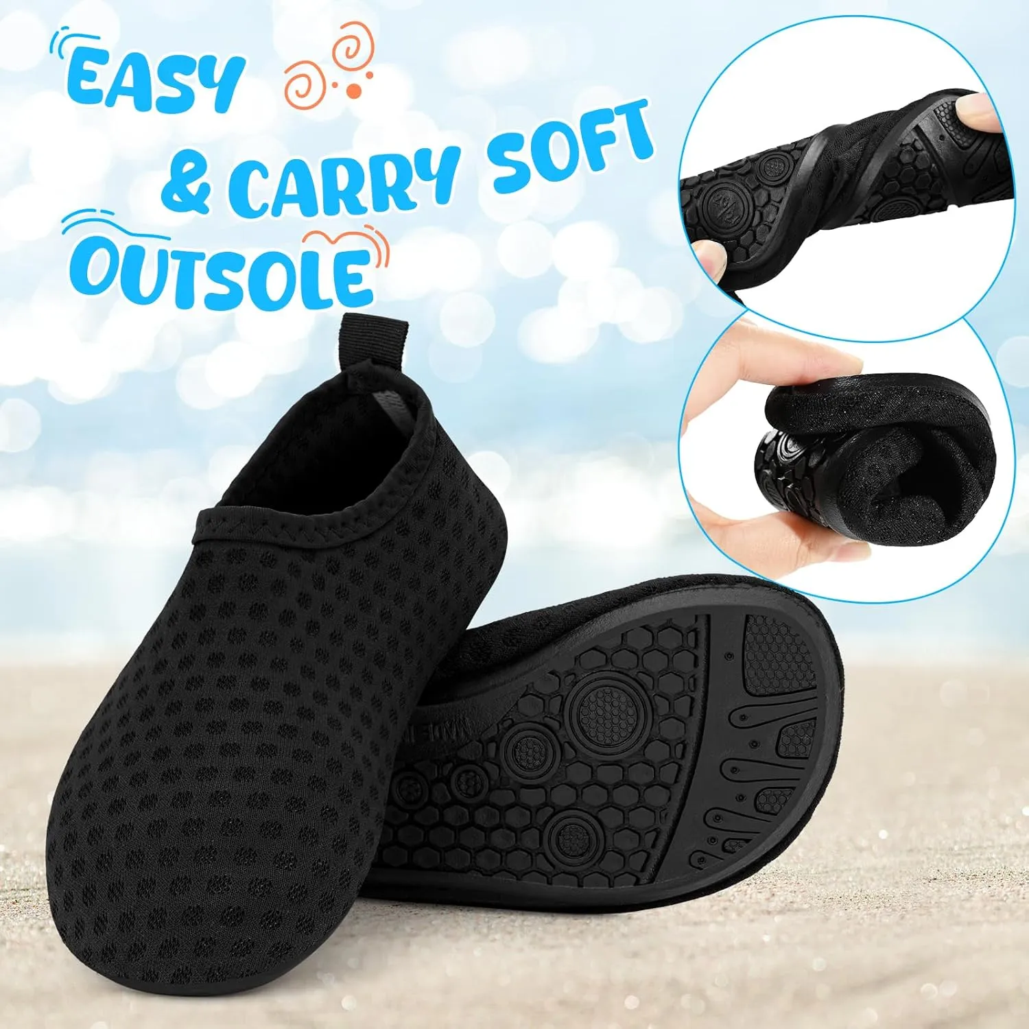 Kids Boys Girls Swim Water Shoes, Toddler Kids Swim Water Shoes Non-Slip Quick Dry Beach Shoes,Barefoot Sports Shoes Aqua Socks for Beach Outdoor Sports