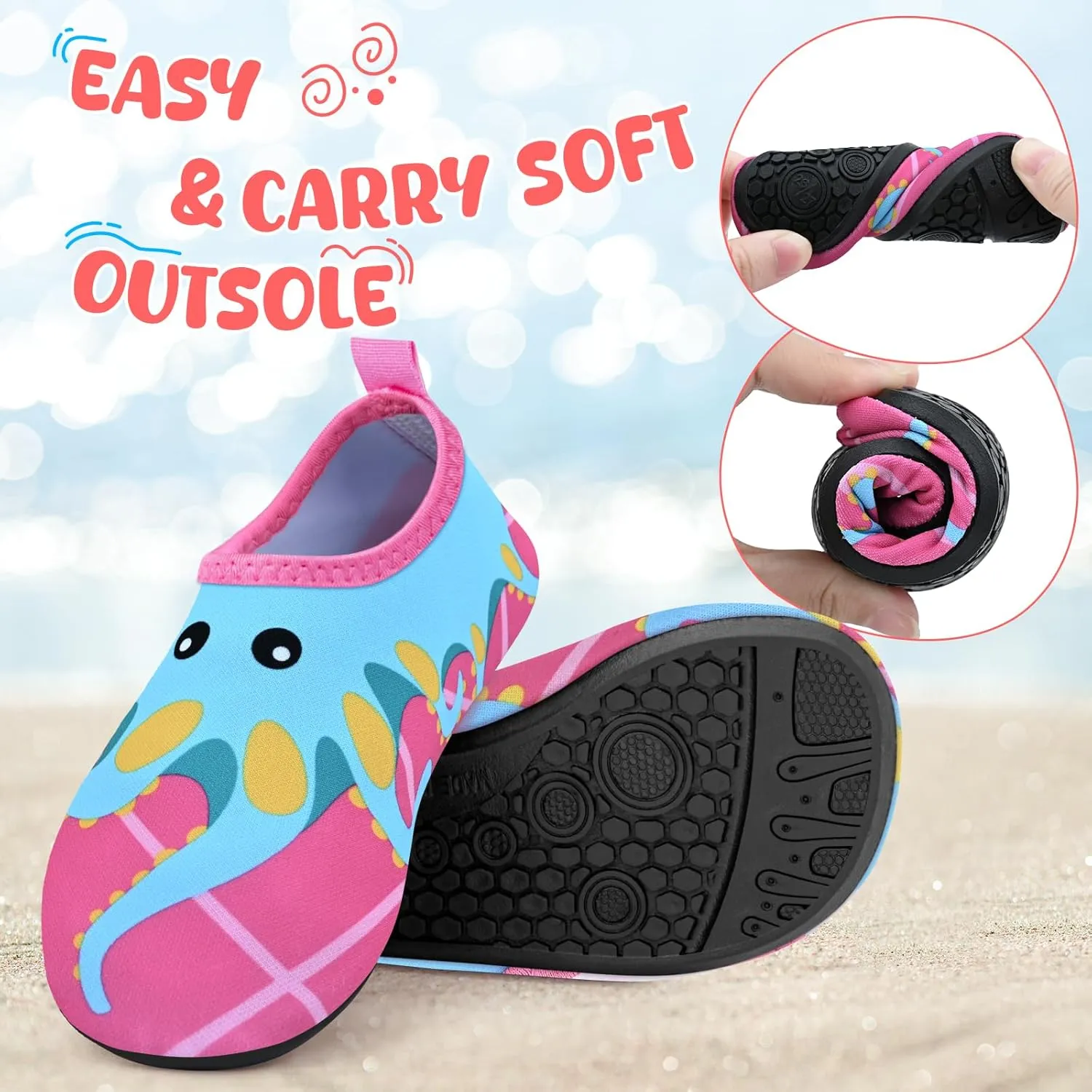 Kids Boys Girls Swim Water Shoes, Toddler Kids Swim Water Shoes Non-Slip Quick Dry Beach Shoes,Barefoot Sports Shoes Aqua Socks for Beach Outdoor Sports