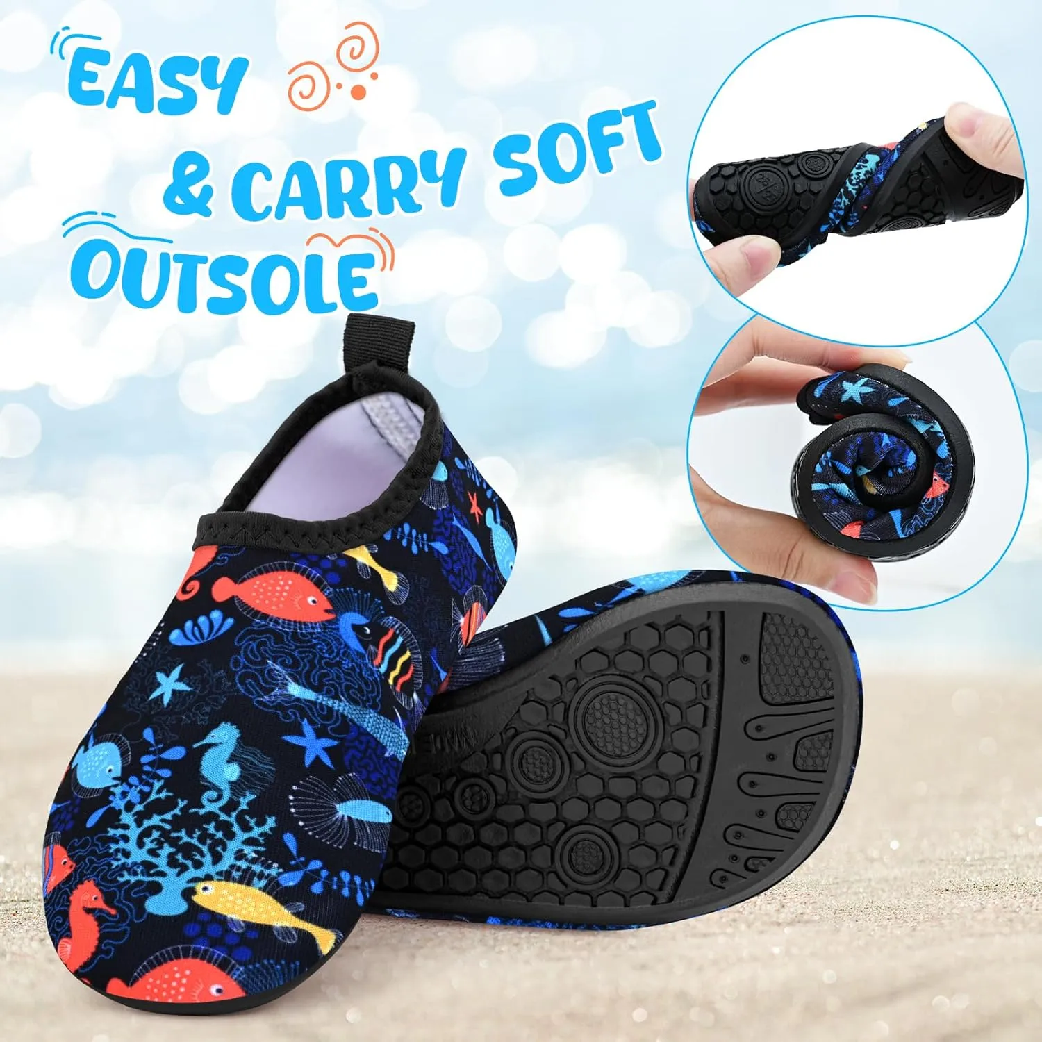 Kids Boys Girls Swim Water Shoes, Toddler Kids Swim Water Shoes Non-Slip Quick Dry Beach Shoes,Barefoot Sports Shoes Aqua Socks for Beach Outdoor Sports