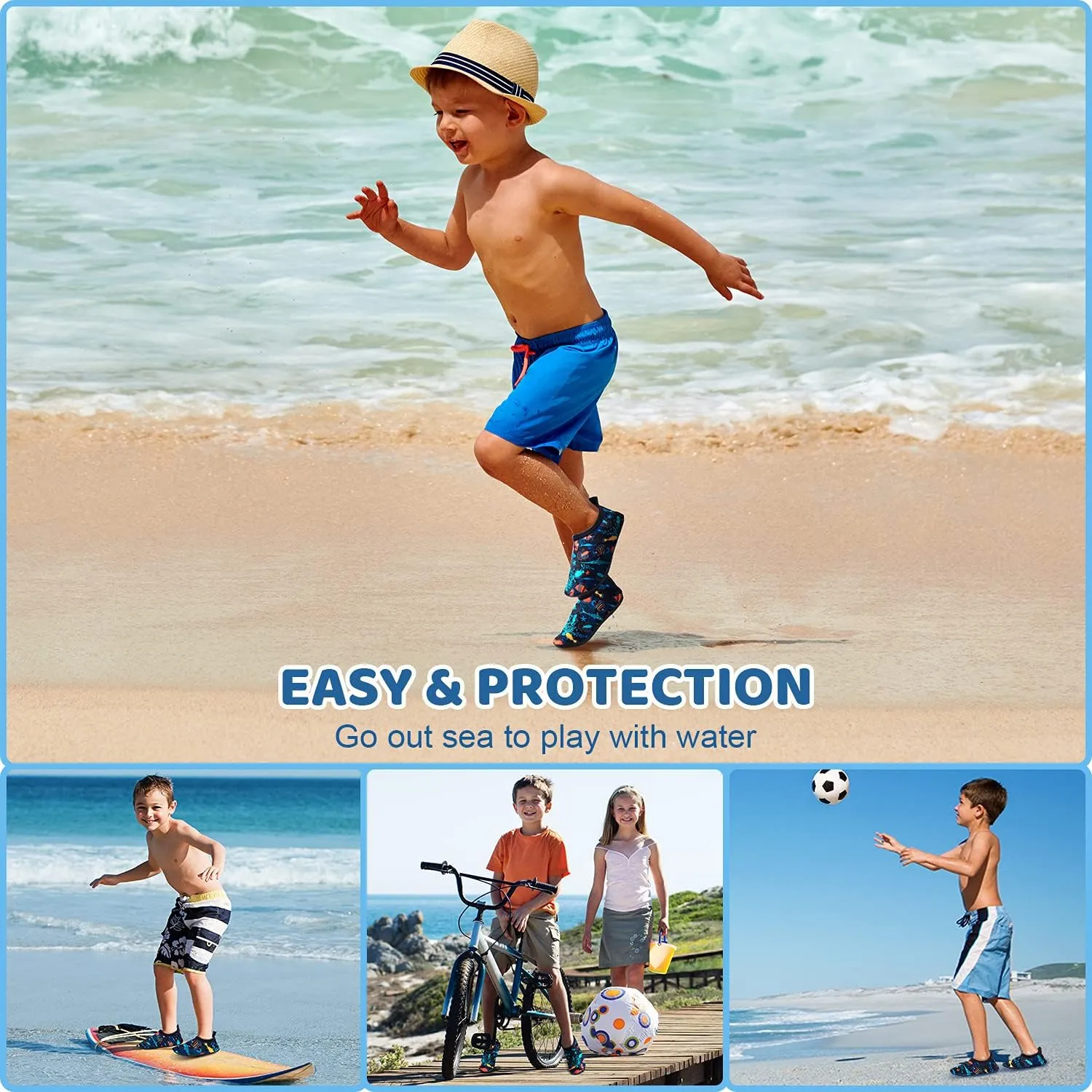 Kids Boys Girls Swim Water Shoes, Toddler Kids Swim Water Shoes Non-Slip Quick Dry Beach Shoes,Barefoot Sports Shoes Aqua Socks for Beach Outdoor Sports