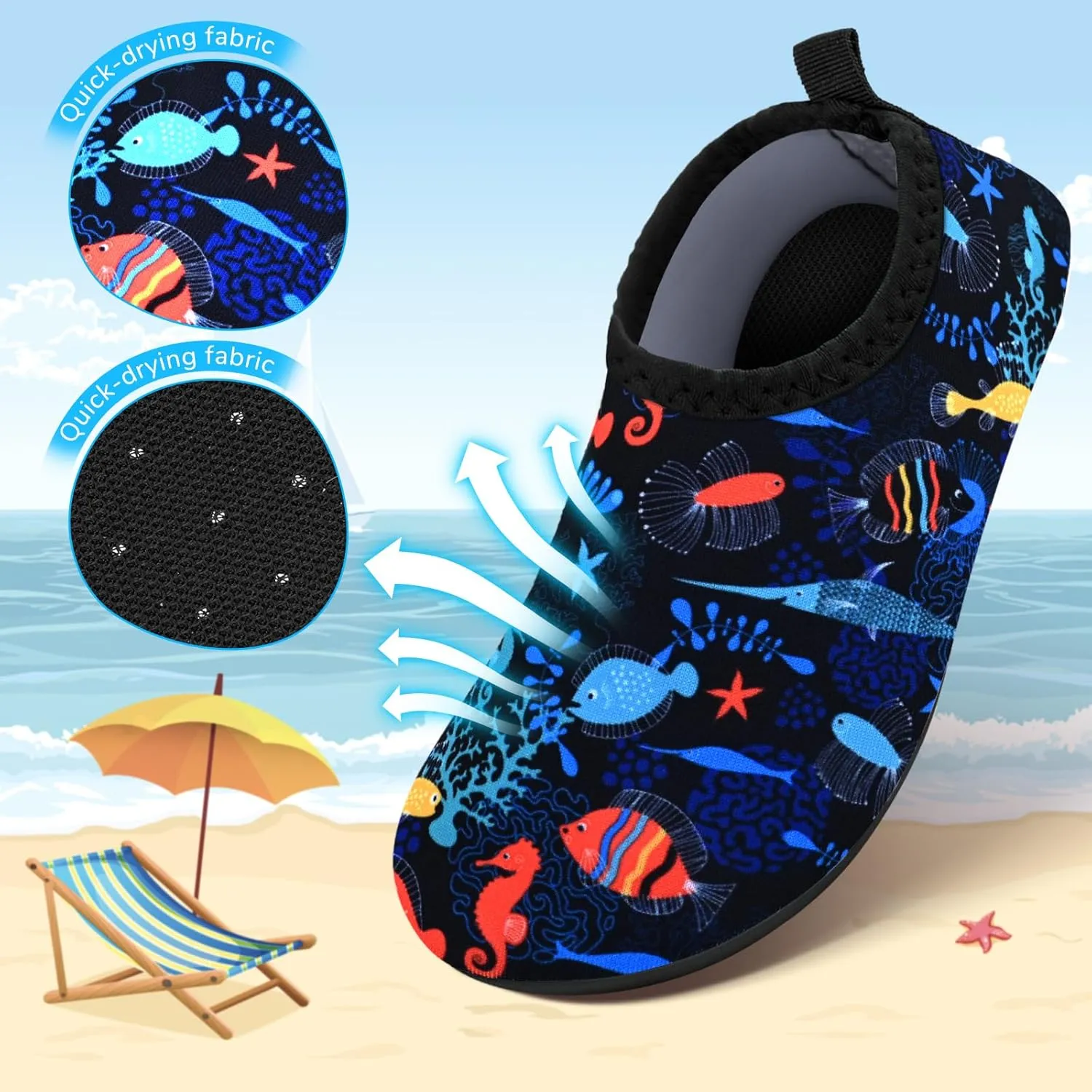 Kids Boys Girls Swim Water Shoes, Toddler Kids Swim Water Shoes Non-Slip Quick Dry Beach Shoes,Barefoot Sports Shoes Aqua Socks for Beach Outdoor Sports