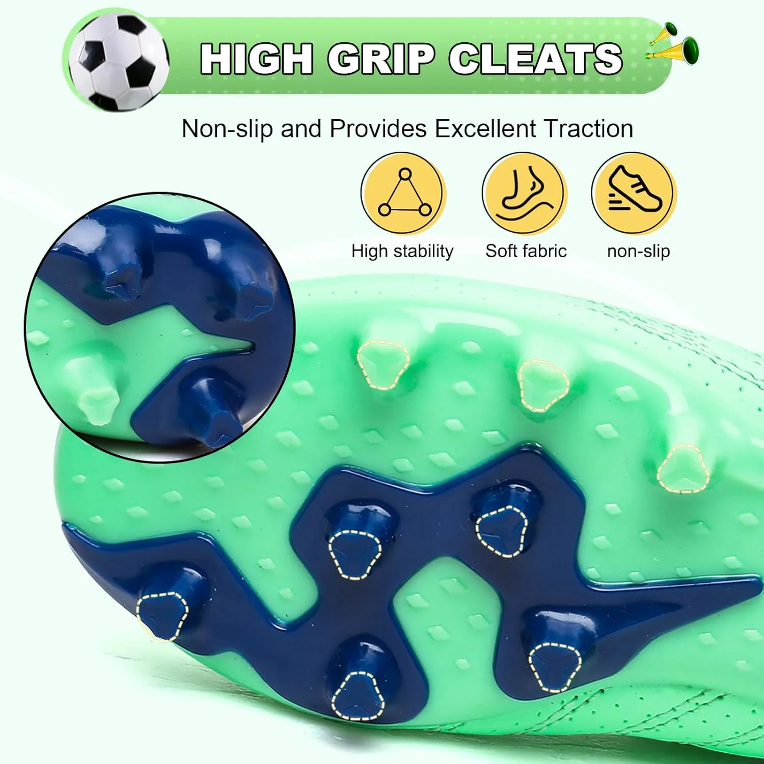 Kids Soccer Cleats Boys Girls Athletic Outdoor Firm Ground Youth Football Shoes(Little Kid/Big Kid)