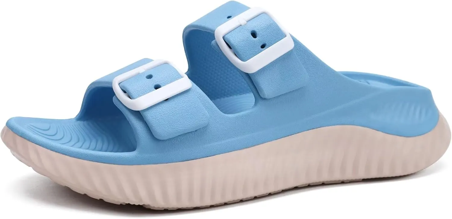 KuaiLu Womens Recovery Sandals With Comfortable Plantar Fasciitis Arch Support, Orthotic Adjustable Thick Cushion Sport Slides Reduces Stress on Feet, Joints & Back Post-Exercise