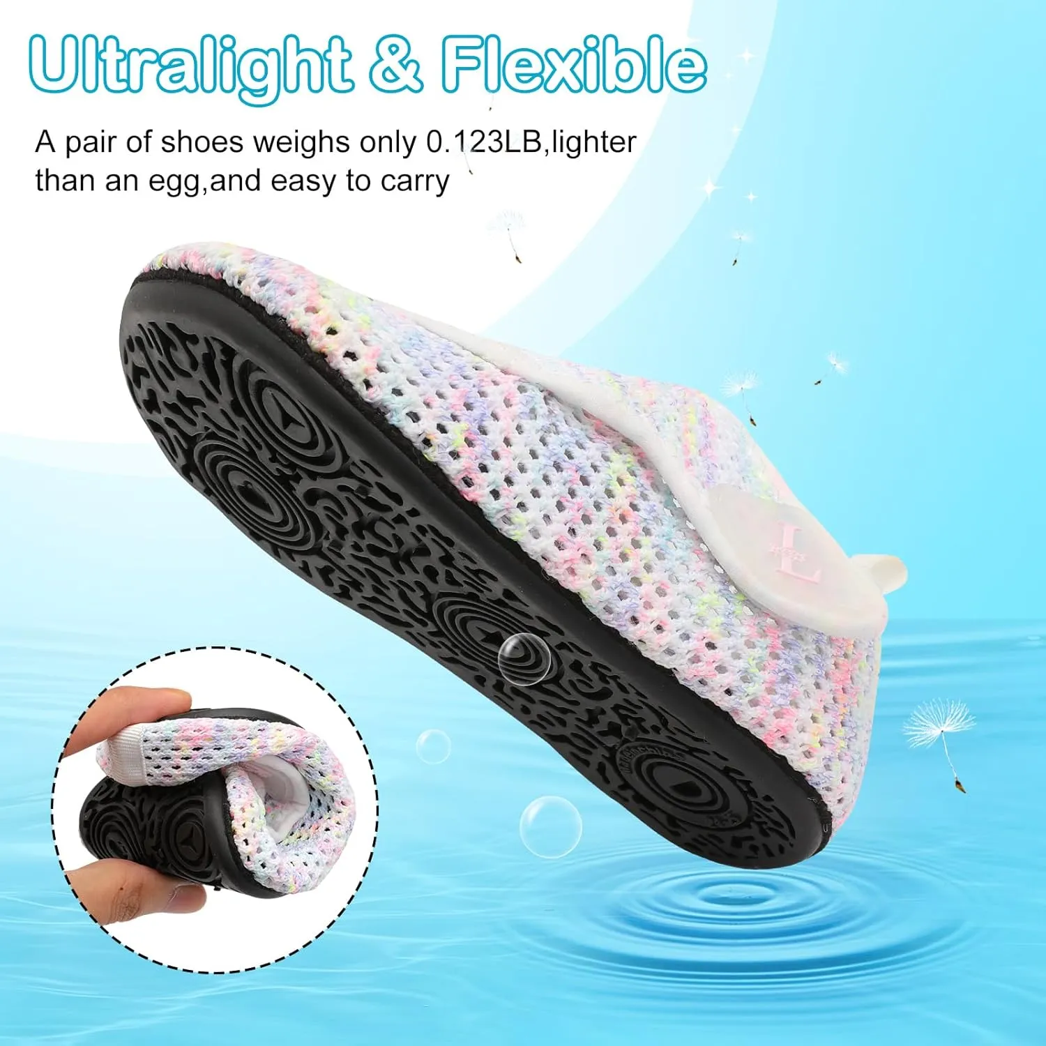 L-RUN Toddler Water Shoes Boys Girls Barefoot Beach Swim Shoes Quick Dry Kids Aqua Socks Non-Slip Wide Baby House Slippers