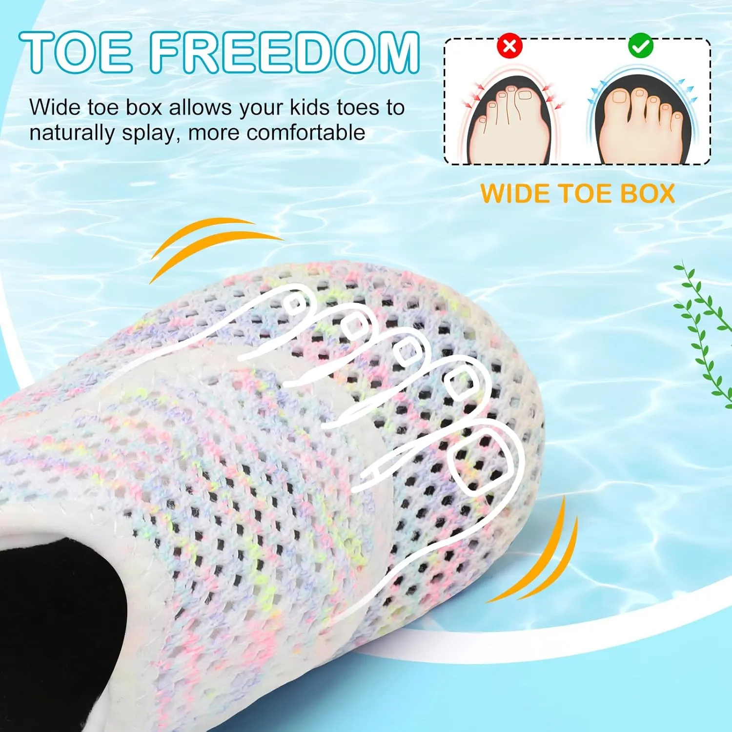 L-RUN Toddler Water Shoes Boys Girls Barefoot Beach Swim Shoes Quick Dry Kids Aqua Socks Non-Slip Wide Baby House Slippers