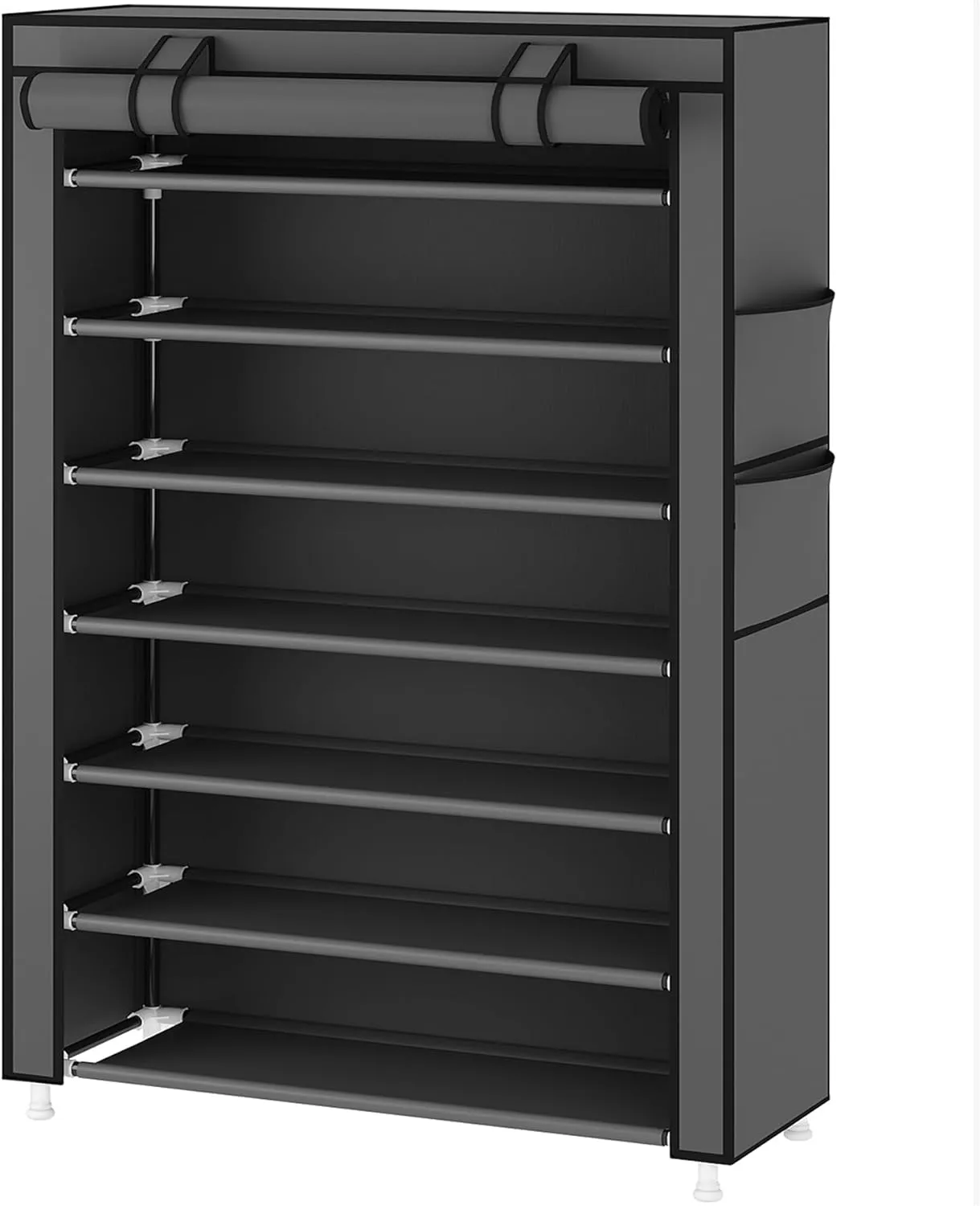 Laiensia 7-Tier Vertical Shoe Rack Organizer, Space Saving Shoe Storage Organizer, Non-Woven Cover Shoe Shelf Holds 21-28 Pairs for Bedroom, Hallway, Closet Entryway, Grey
