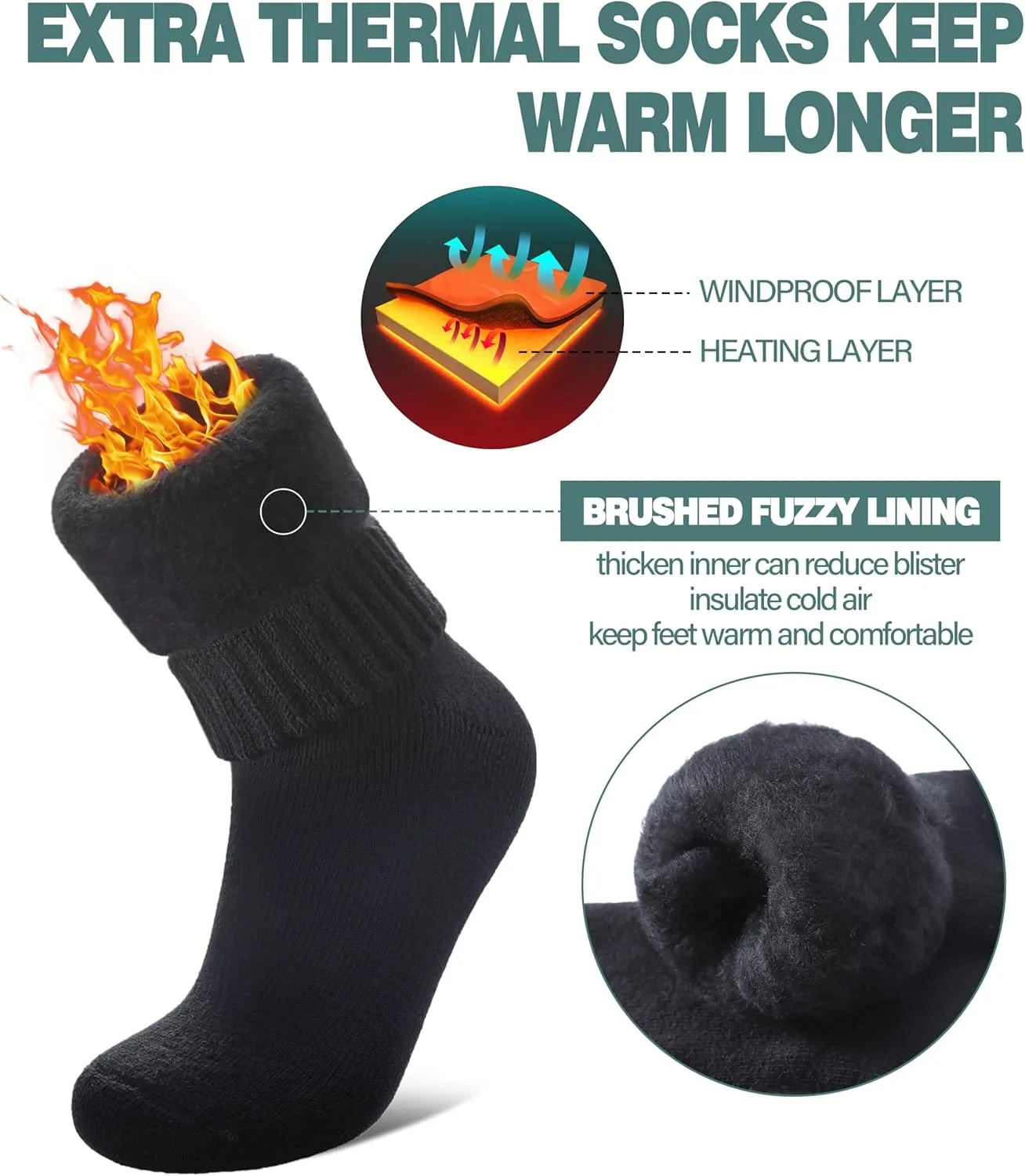 LANLEO Women Men Thermal Socks Warm Winter Extra Thick Insulated Heated Ski Crew Boot Socks for Cold Weather