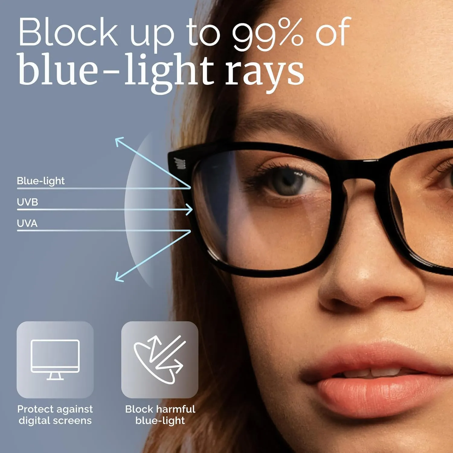 livho High Tech Blue Light Glasses - Advanced 99% Blue Light Blocking Computer Glasses - Anti Eyestrain & UV Glare Protection