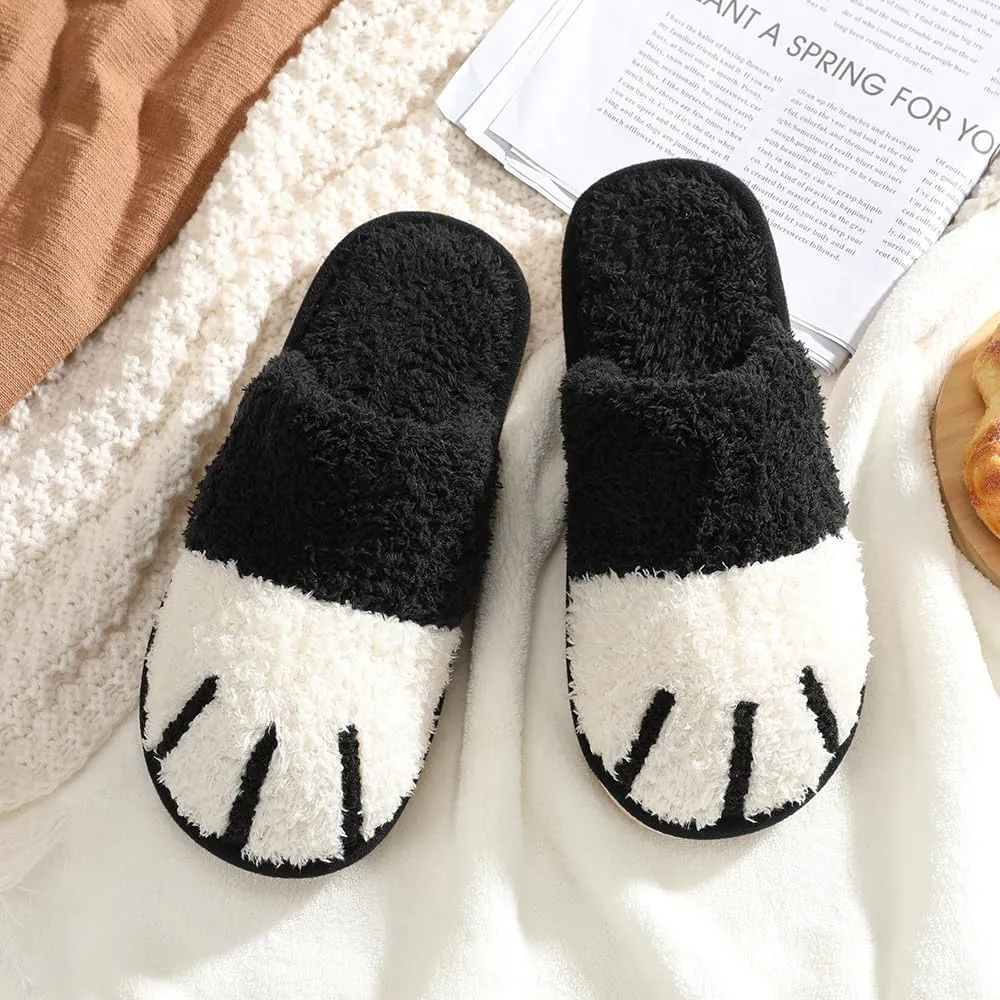 MAXTOP Women's Cat Paw Cozy Slippers Warm Gifts for Women Men with Memory Foam Trendy Cute Fuzzy Winter House Shoes Indoor Outdoor