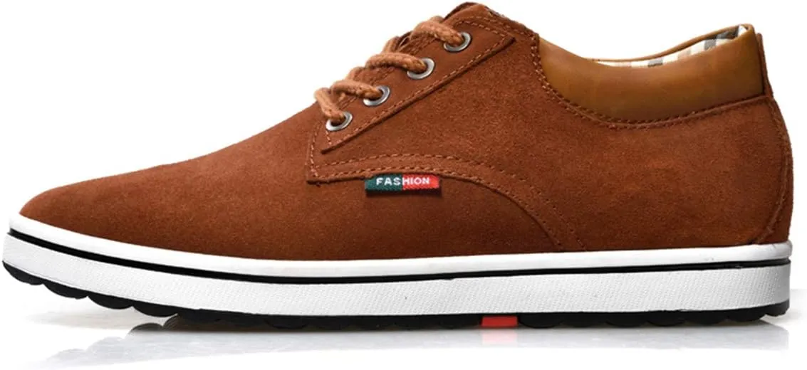 Men's Casual Oxford Shoes 2.36 Inches Invisible Height Elevator Shoes Invisible Height Lifting Shoes Lace Up Flannelette Cowhide Leather Dress Shoes - Hidden Heel