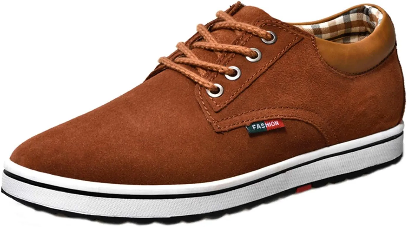 Men's Casual Oxford Shoes 2.36 Inches Invisible Height Elevator Shoes Invisible Height Lifting Shoes Lace Up Flannelette Cowhide Leather Dress Shoes - Hidden Heel