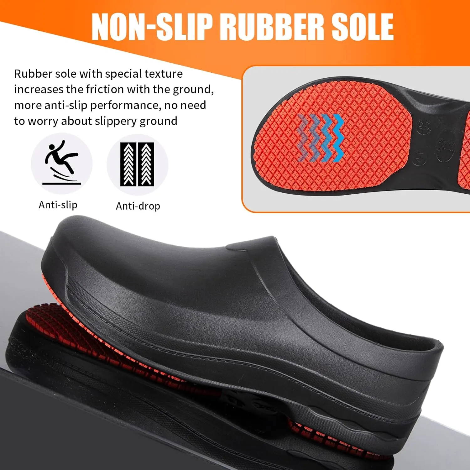 Mens Clogs Non Slip Chef Shoes for Women Men Food Service Comfortable Water Resistant Unisex Nursing Nurse Shoes for Work Kitchen Restaurant