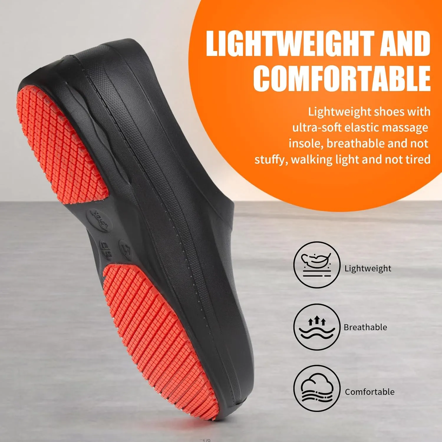 Mens Clogs Non Slip Chef Shoes for Women Men Food Service Comfortable Water Resistant Unisex Nursing Nurse Shoes for Work Kitchen Restaurant