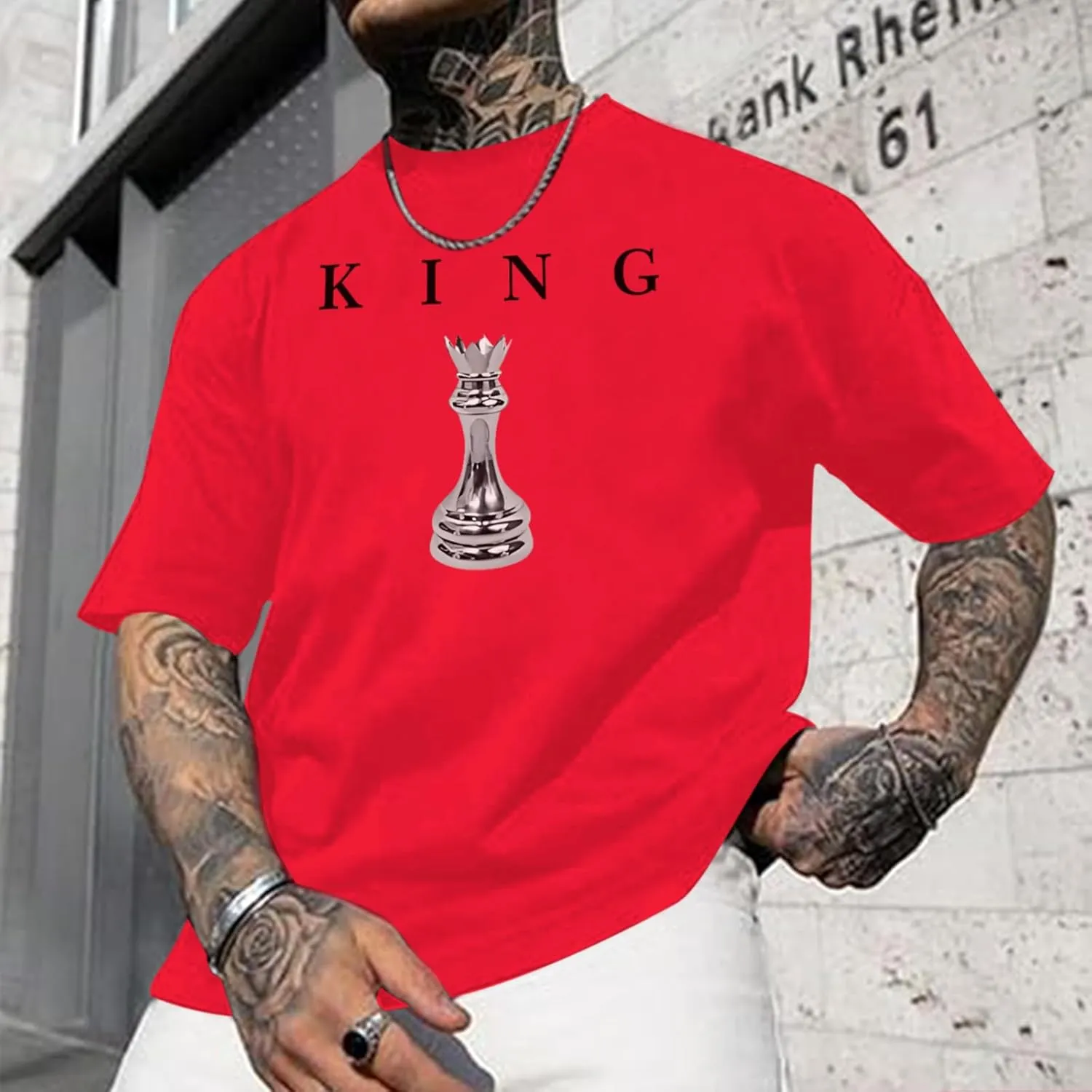 Men's King Chess Shirt Graphic Tees Designer Printed T Shirts for Men Urban Letter T-Shirt Streetwear