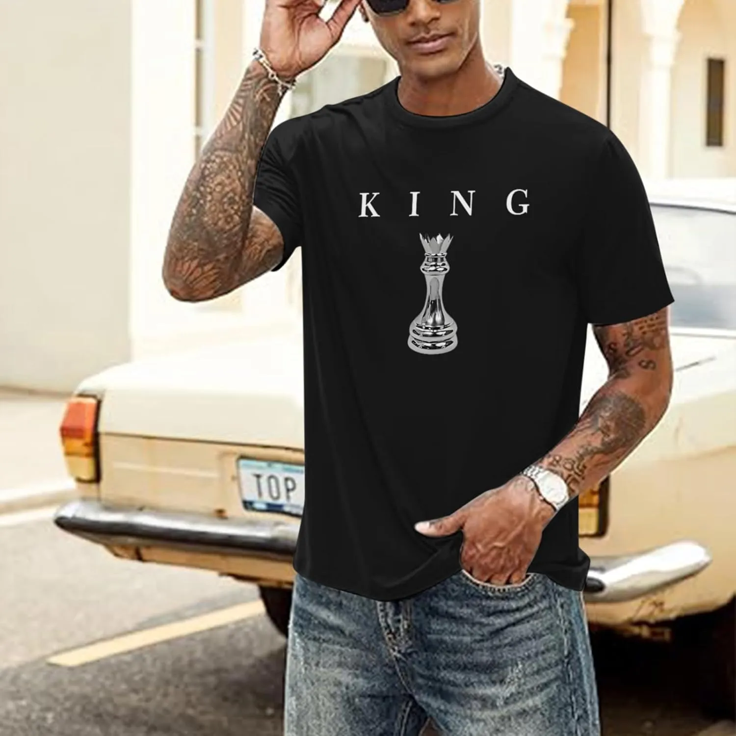 Men's King Chess Shirt Graphic Tees Designer Printed T Shirts for Men Urban Letter T-Shirt Streetwear