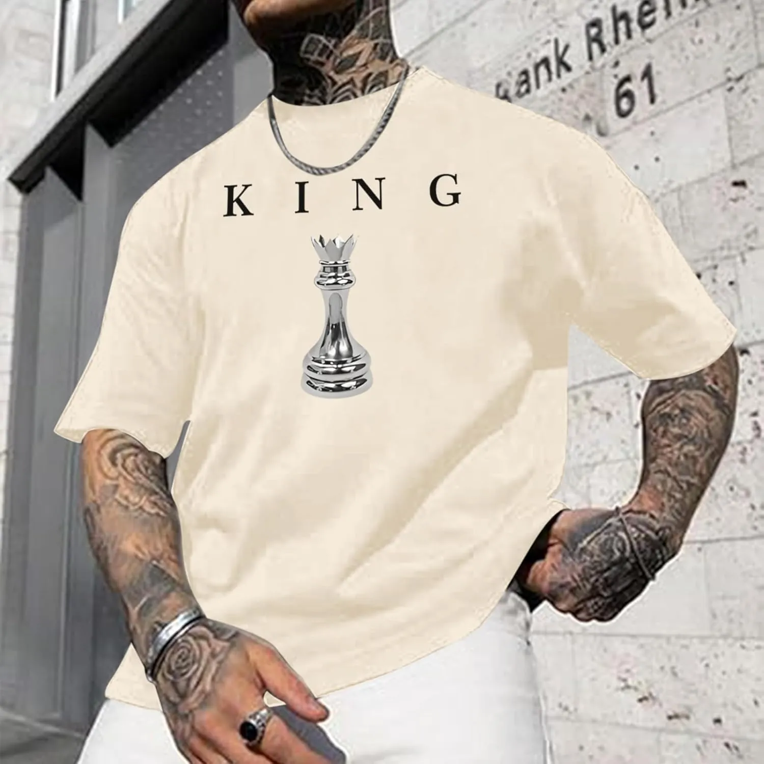 Men's King Chess Shirt Graphic Tees Designer Printed T Shirts for Men Urban Letter T-Shirt Streetwear
