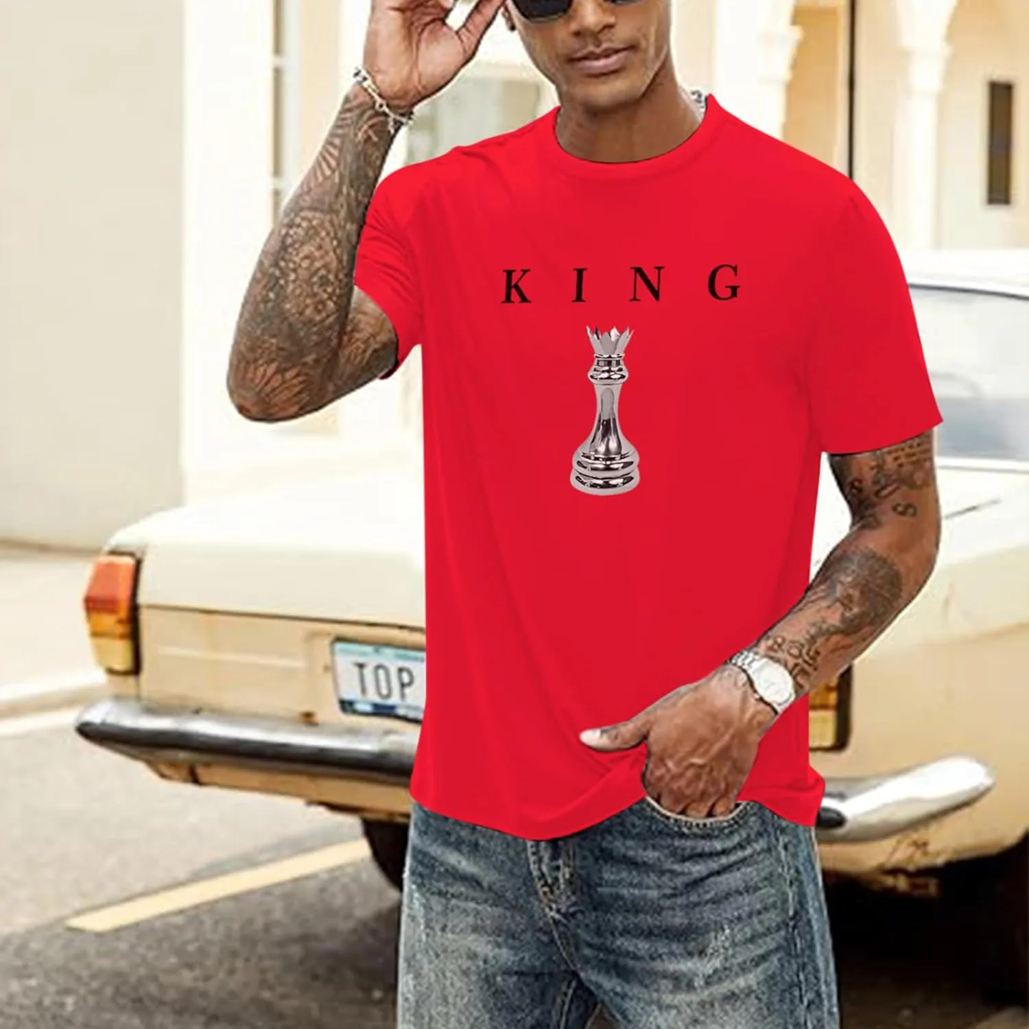 Men's King Chess Shirt Graphic Tees Designer Printed T Shirts for Men Urban Letter T-Shirt Streetwear