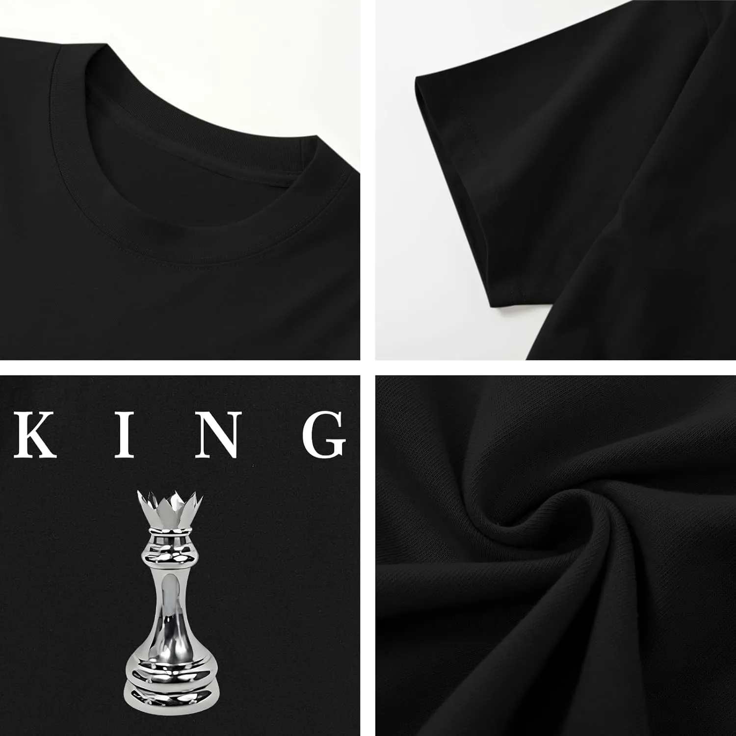 Men's King Chess Shirt Graphic Tees Designer Printed T Shirts for Men Urban Letter T-Shirt Streetwear