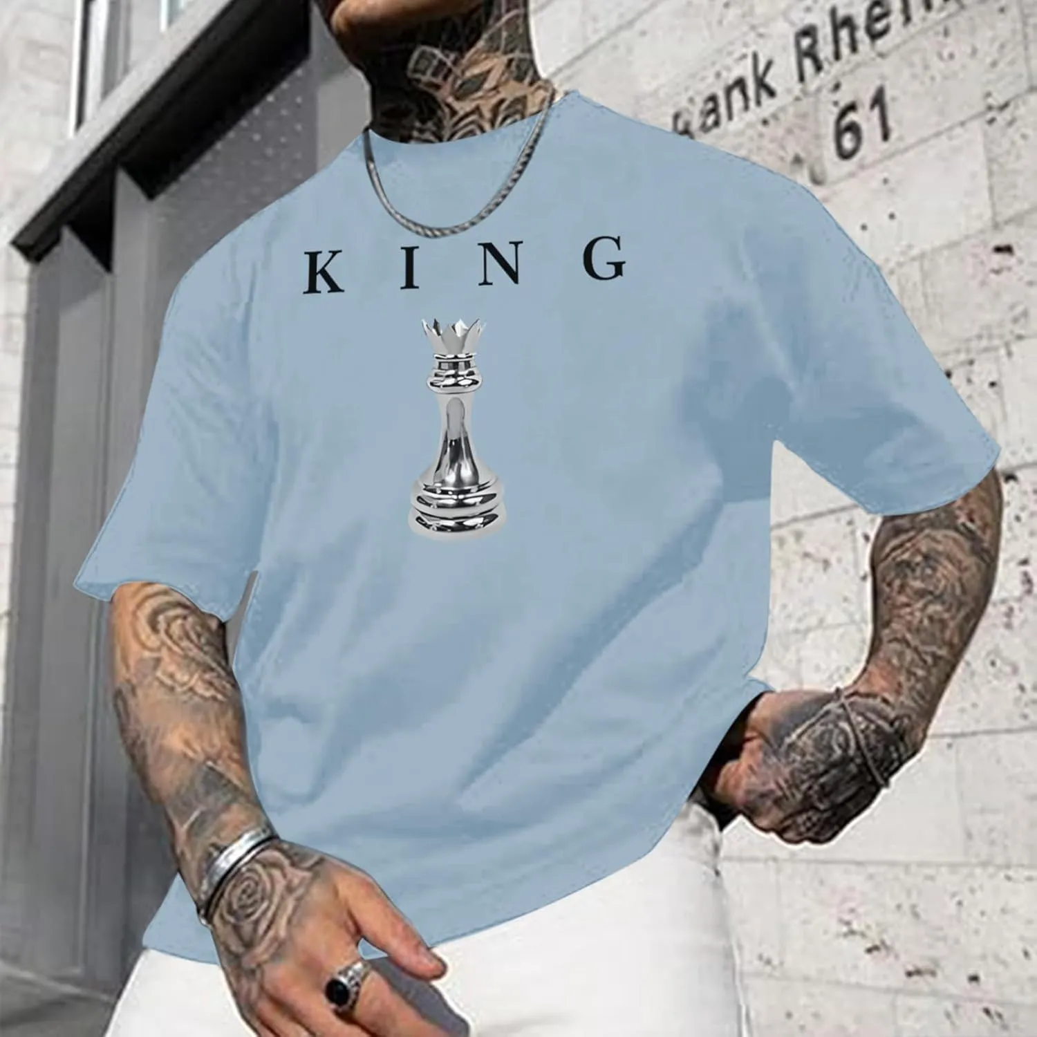 Men's King Chess Shirt Graphic Tees Designer Printed T Shirts for Men Urban Letter T-Shirt Streetwear