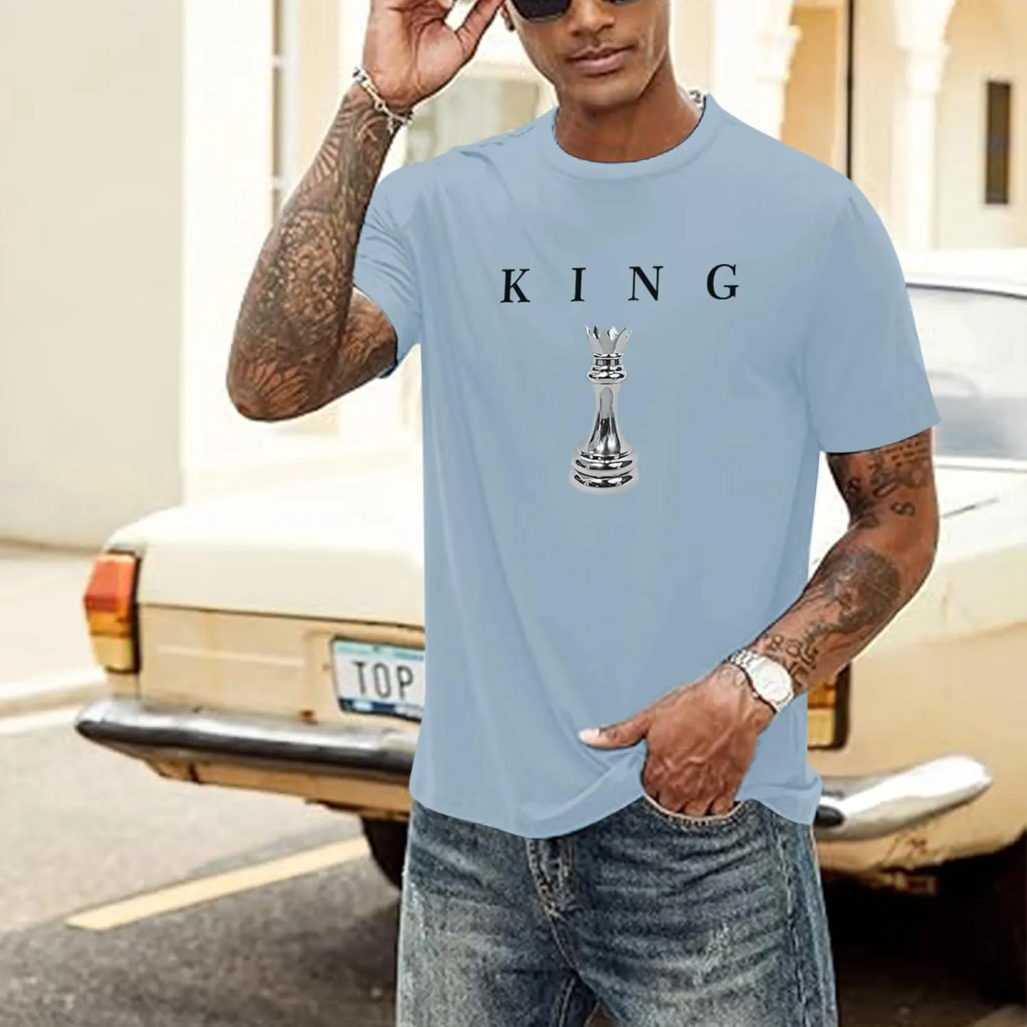 Men's King Chess Shirt Graphic Tees Designer Printed T Shirts for Men Urban Letter T-Shirt Streetwear