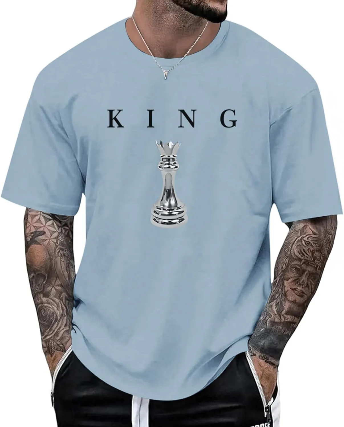 Men's King Chess Shirt Graphic Tees Designer Printed T Shirts for Men Urban Letter T-Shirt Streetwear
