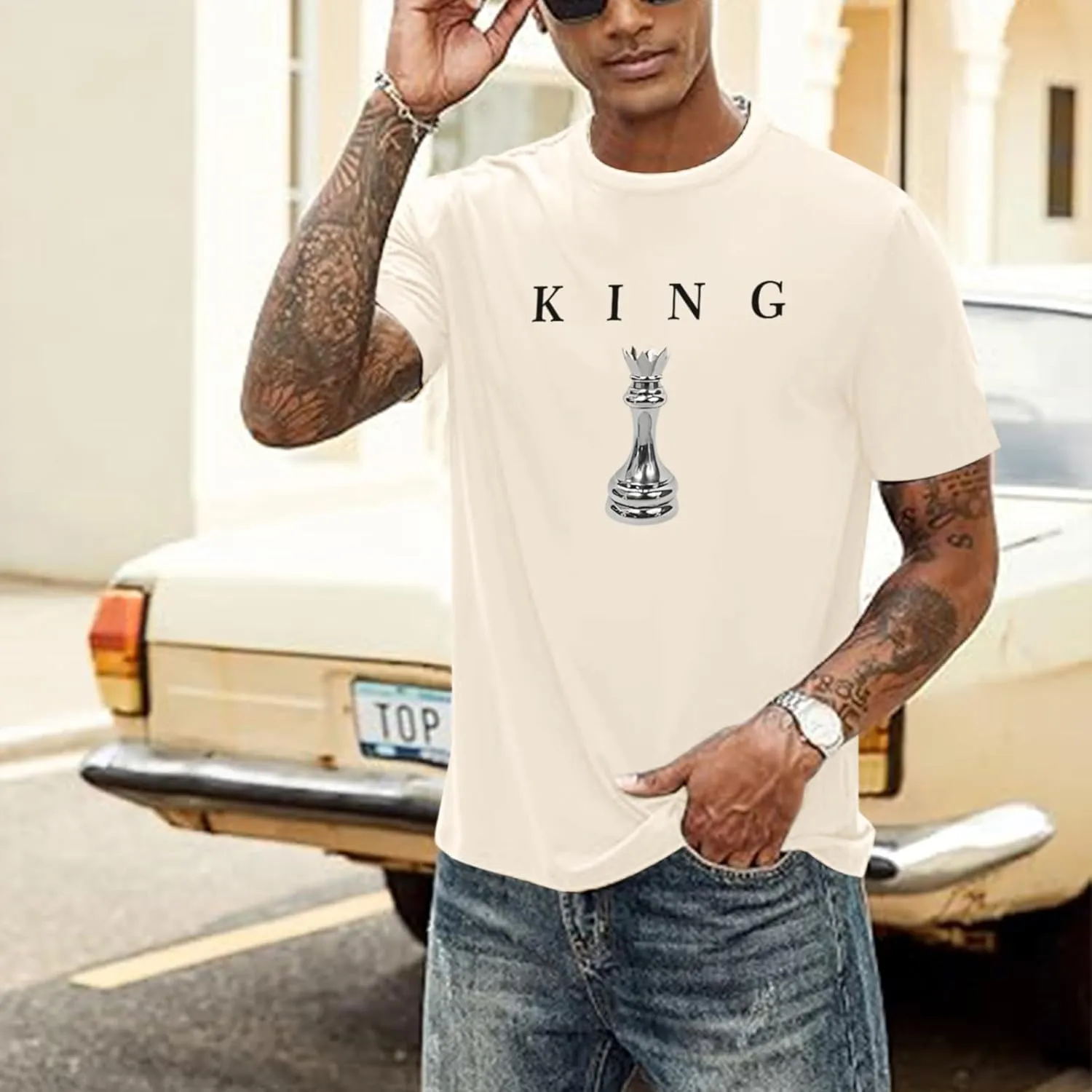 Men's King Chess Shirt Graphic Tees Designer Printed T Shirts for Men Urban Letter T-Shirt Streetwear