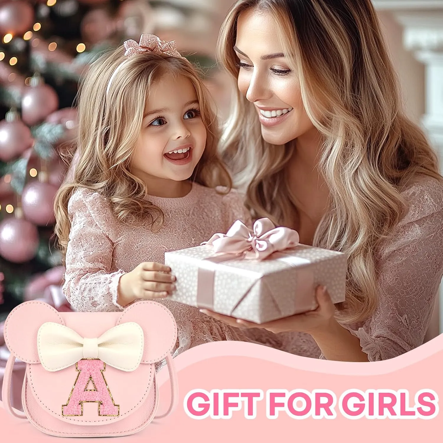 Mibasies Toddler Purse: Birthday Gift for Girls 3-8 - Little Kids Mini Mouse Ears Bow Purse (Pink S)