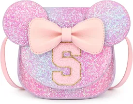 mibasies Toddler Purse Girl Gifts: Birthday Gifts for Girls 3-8 Mini Mouse Ears Bow Purse (Purple Rainbow 1 S)