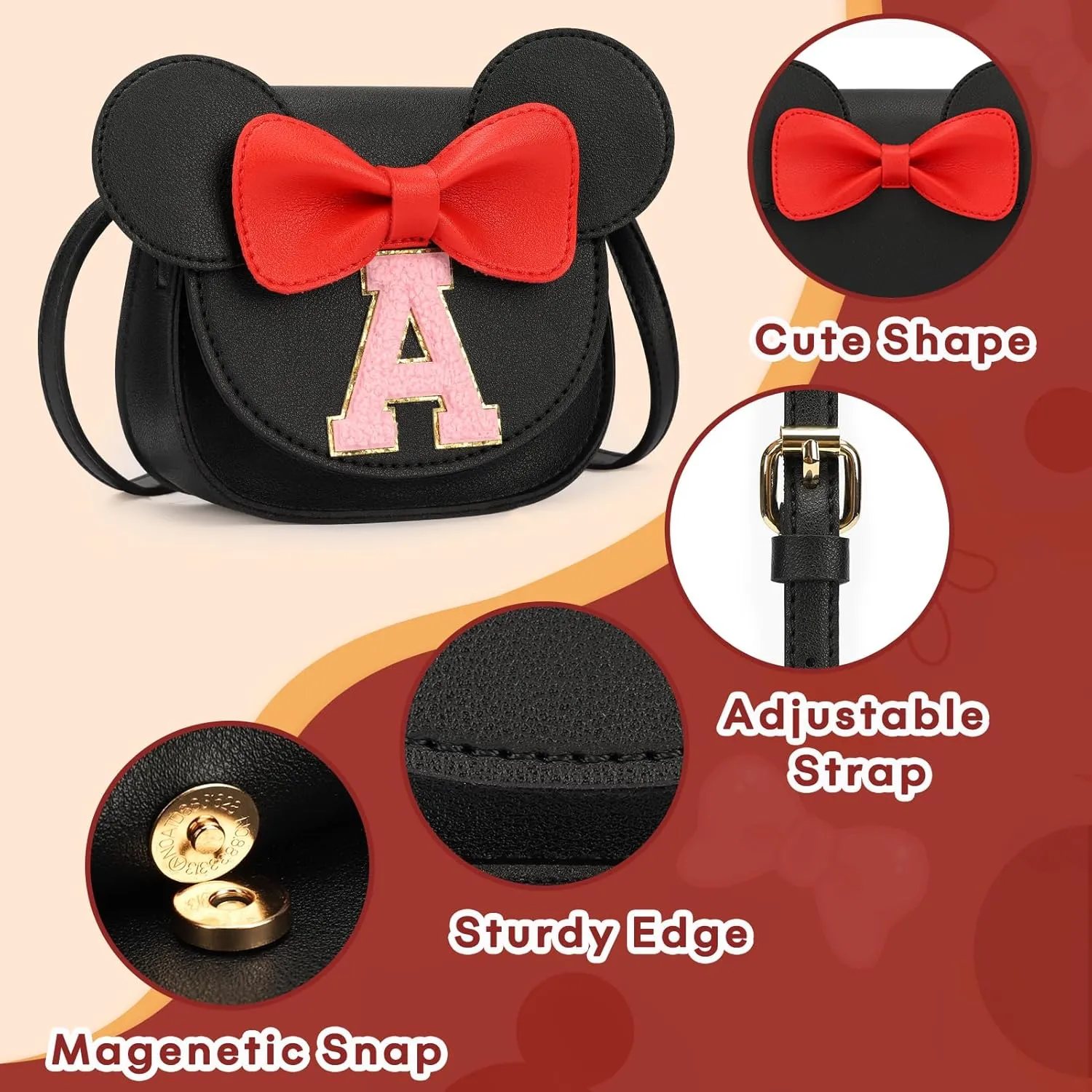 mibasies Toddler Purse Girl Gifts: Little Kids Gifts - Birthday Gifts for Girls 3-8 Mini Mouse Ears Bow Purse Black S