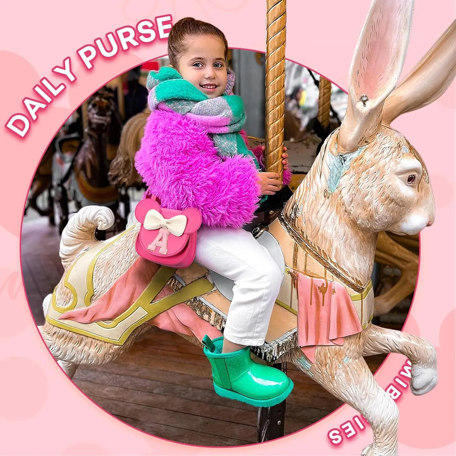 mibasies Toddler Purse Girl Gifts: Little Kids Gifts - Birthday Gifts for Girls 3-8 Mini Mouse Ears Bow Purse Hot Pink M