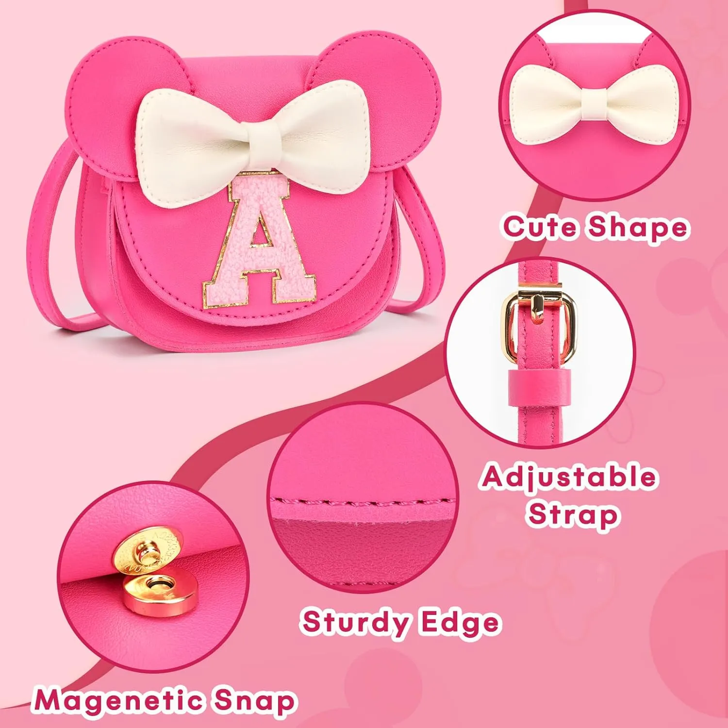 mibasies Toddler Purse Girl Gifts: Little Kids Gifts - Birthday Gifts for Girls 3-8 Mini Mouse Ears Bow Purse Hot Pink M