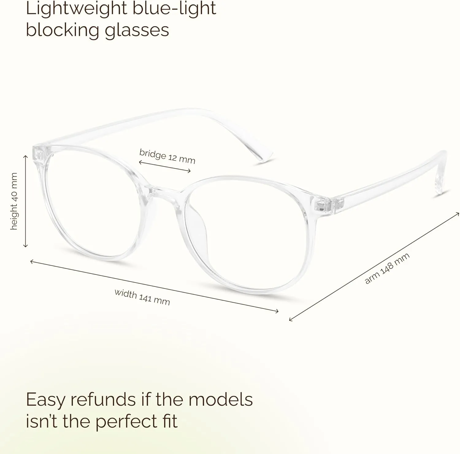 miyya Blue Light Blocking Glasses Women, Fashion Round Transparent Anti Blue Light Glasses with Anti Eyestrain & UV Glare