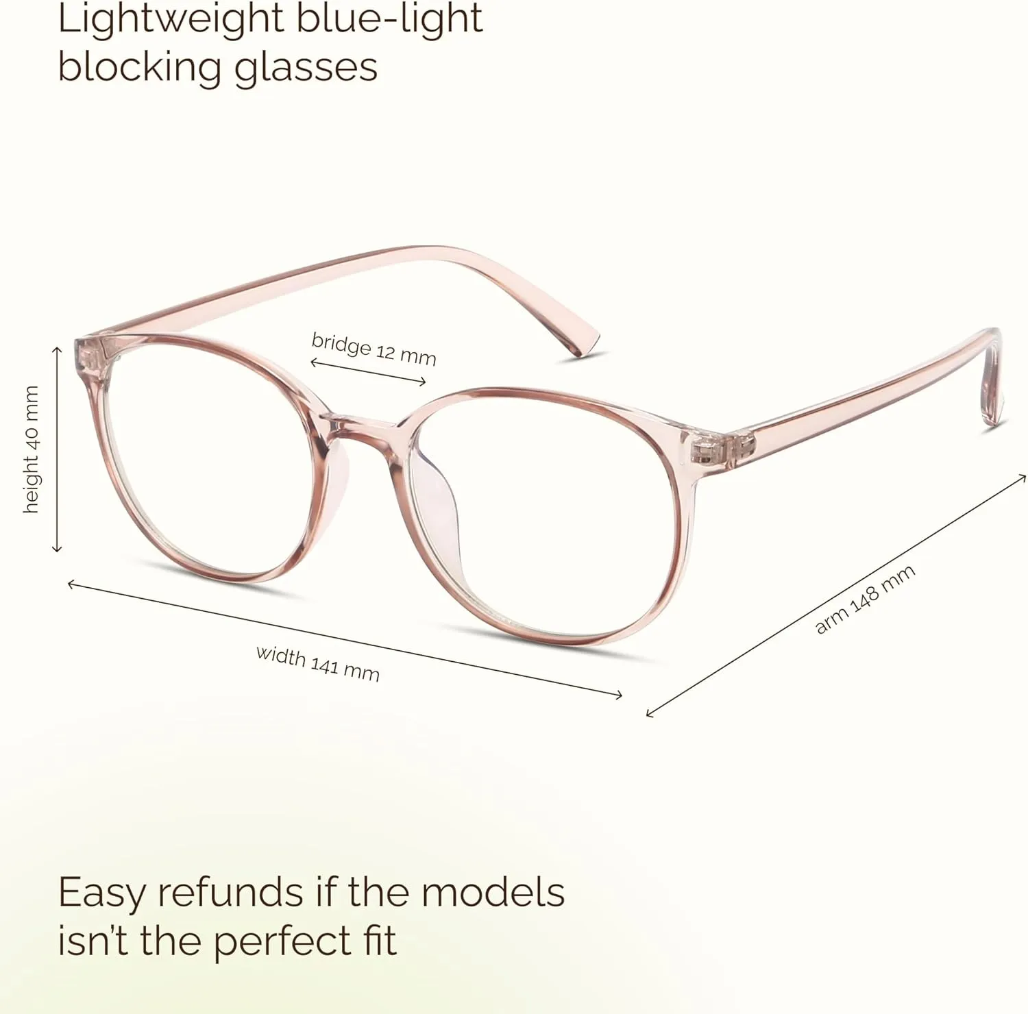 miyya Blue Light Blocking Glasses Women, Fashion Round Transparent Anti Blue Light Glasses with Anti Eyestrain & UV Glare